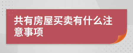 共有房屋買賣有什么注意事項(xiàng)