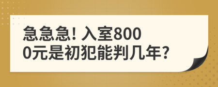 急急急! 入室8000元是初犯能判幾年?