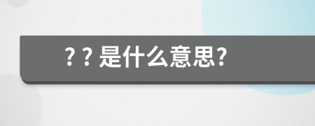 ? ? 是什么意思?
