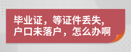 畢業(yè)證，等證件丟失,戶口未落戶，怎么辦啊