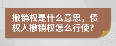 撤銷權(quán)是什么意思，債權(quán)人撤銷權(quán)怎么行使？