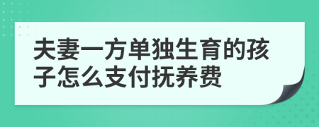 夫妻一方單獨生育的孩子怎么支付撫養(yǎng)費
