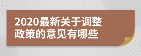 2020最新關(guān)于調(diào)整政策的意見(jiàn)有哪些