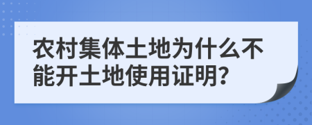 農(nóng)村集體土地為什么不能開土地使用證明？