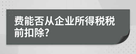 費(fèi)能否從企業(yè)所得稅稅前扣除?