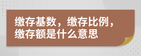 繳存基數(shù)，繳存比例，繳存額是什么意思