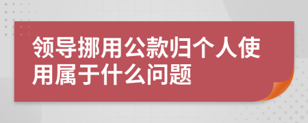 領(lǐng)導(dǎo)挪用公款歸個(gè)人使用屬于什么問題