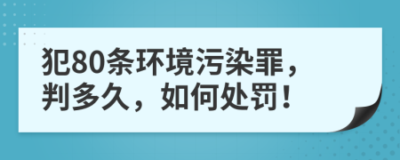 犯80條環(huán)境污染罪，判多久，如何處罰！
