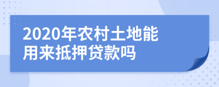 2020年農(nóng)村土地能用來抵押貸款嗎