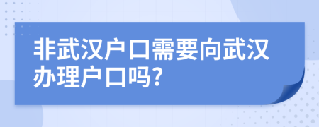 非武漢戶口需要向武漢辦理戶口嗎?