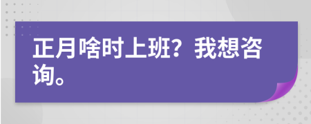 正月啥時上班？我想咨詢。