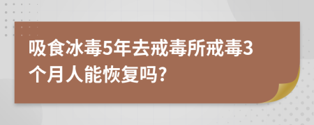 吸食冰毒5年去戒毒所戒毒3個月人能恢復(fù)嗎?