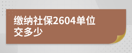 繳納社保2604單位交多少