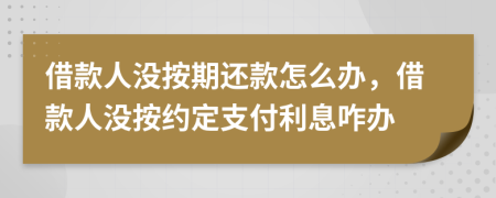 借款人沒(méi)按期還款怎么辦，借款人沒(méi)按約定支付利息咋辦