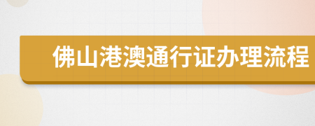 佛山港澳通行證辦理流程