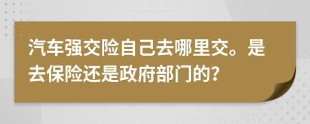 汽車(chē)強(qiáng)交險(xiǎn)自己去哪里交。是去保險(xiǎn)還是政府部門(mén)的？