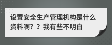 設(shè)置安全生產(chǎn)管理機構(gòu)是什么資料??？？我有些不明白