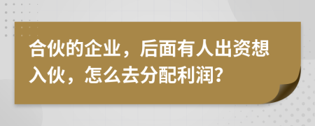 合伙的企業(yè)，后面有人出資想入伙，怎么去分配利潤(rùn)？