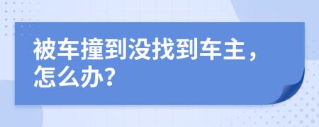 被車撞到?jīng)]找到車主，怎么辦？