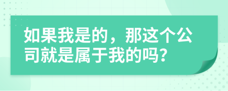 如果我是的，那這個(gè)公司就是屬于我的嗎？