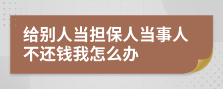 给别人当担保人当事人不还钱我怎么办