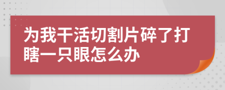 為我干活切割片碎了打瞎一只眼怎么辦