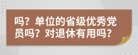 嗎？單位的省級優(yōu)秀黨員嗎？對退休有用嗎？
