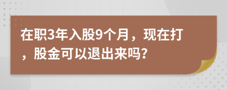 在職3年入股9個(gè)月，現(xiàn)在打，股金可以退出來(lái)嗎？