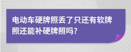 電動(dòng)車硬牌照丟了只還有軟牌照還能補(bǔ)硬牌照嗎?