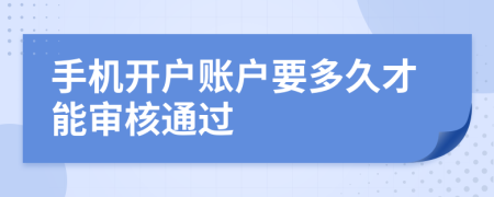 手機(jī)開戶賬戶要多久才能審核通過
