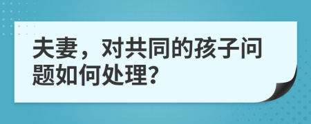 夫妻，對共同的孩子問題如何處理？