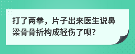 打了兩拳，片子出來醫(yī)生說鼻梁骨骨折構(gòu)成輕傷了唄？