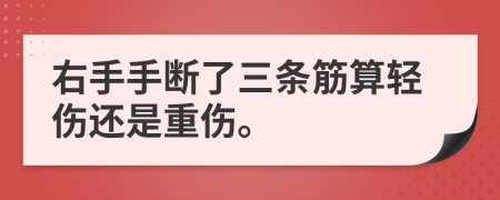 右手手斷了三條筋算輕傷還是重傷。