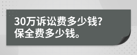 30萬(wàn)訴訟費多少錢(qián)？保全費多少錢(qián)。