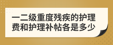 一二級(jí)重度殘疾的護(hù)理費(fèi)和護(hù)理補(bǔ)帖各是多少