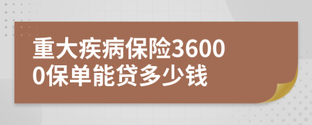 重大疾病保險(xiǎn)36000保單能貸多少錢