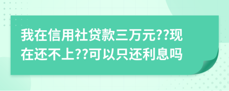 我在信用社貸款三萬元??現(xiàn)在還不上??可以只還利息嗎