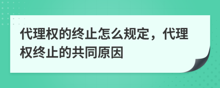 代理權(quán)的終止怎么規(guī)定，代理權(quán)終止的共同原因