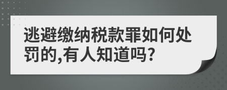 逃避繳納稅款罪如何處罰的,有人知道嗎?