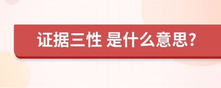 證據(jù)三性 是什么意思?