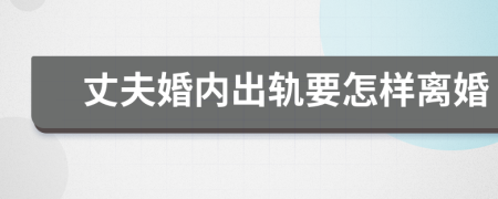 丈夫婚內(nèi)出軌要怎樣離婚