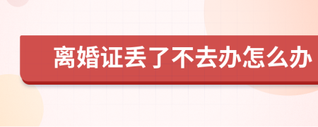 離婚證丟了不去辦怎么辦
