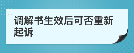 調(diào)解書生效后可否重新起訴