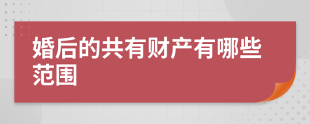 婚后的共有財(cái)產(chǎn)有哪些范圍