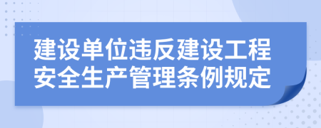 建設(shè)單位違反建設(shè)工程安全生產(chǎn)管理?xiàng)l例規(guī)定