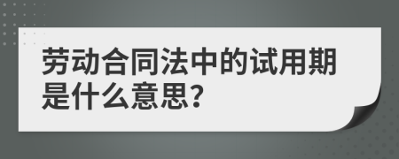 勞動(dòng)合同法中的試用期是什么意思？