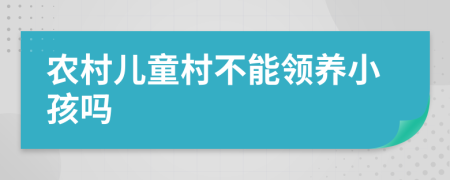 農(nóng)村兒童村不能領(lǐng)養(yǎng)小孩嗎