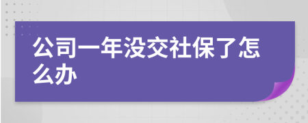 公司一年沒(méi)交社保了怎么辦