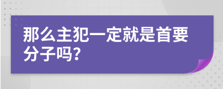那么主犯一定就是首要分子嗎？