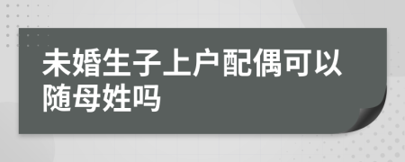 未婚生子上戶配偶可以隨母姓嗎